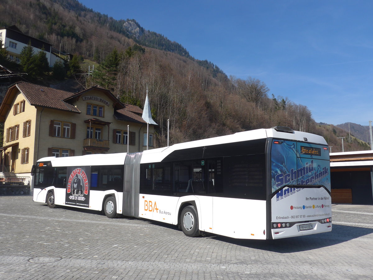 (202'872) - BBA Aarau - Nr. 157/AG 441'157 - Solaris am 22. M�rz 2019 beim Bahnhof Alpnachstad