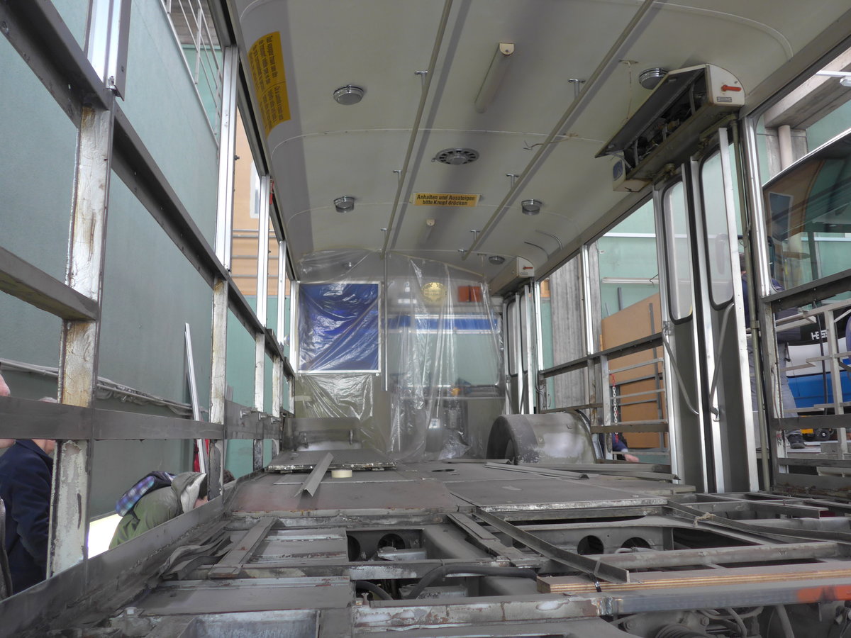 (202'947) - VBL Luzern (vbl-historic) - Nr. 81 - FBW/Hess am 23. M�rz 2019 in Luzern, Depot (in Restauration; Innenaufnahme)