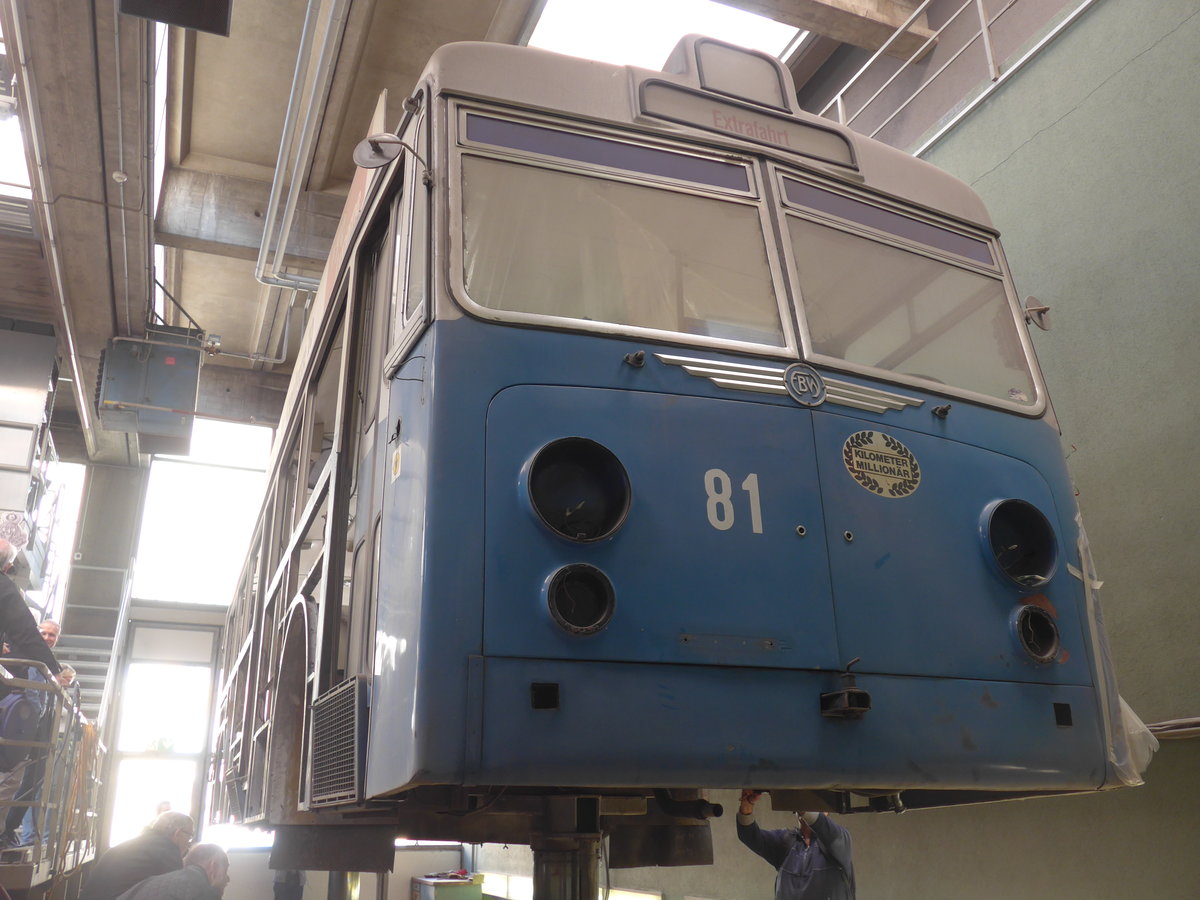 (202'951) - VBL Luzern (vbl-historic) - Nr. 81 - FBW/Hess am 23. M�rz 2019 in Luzern, Depot (in Restauration)