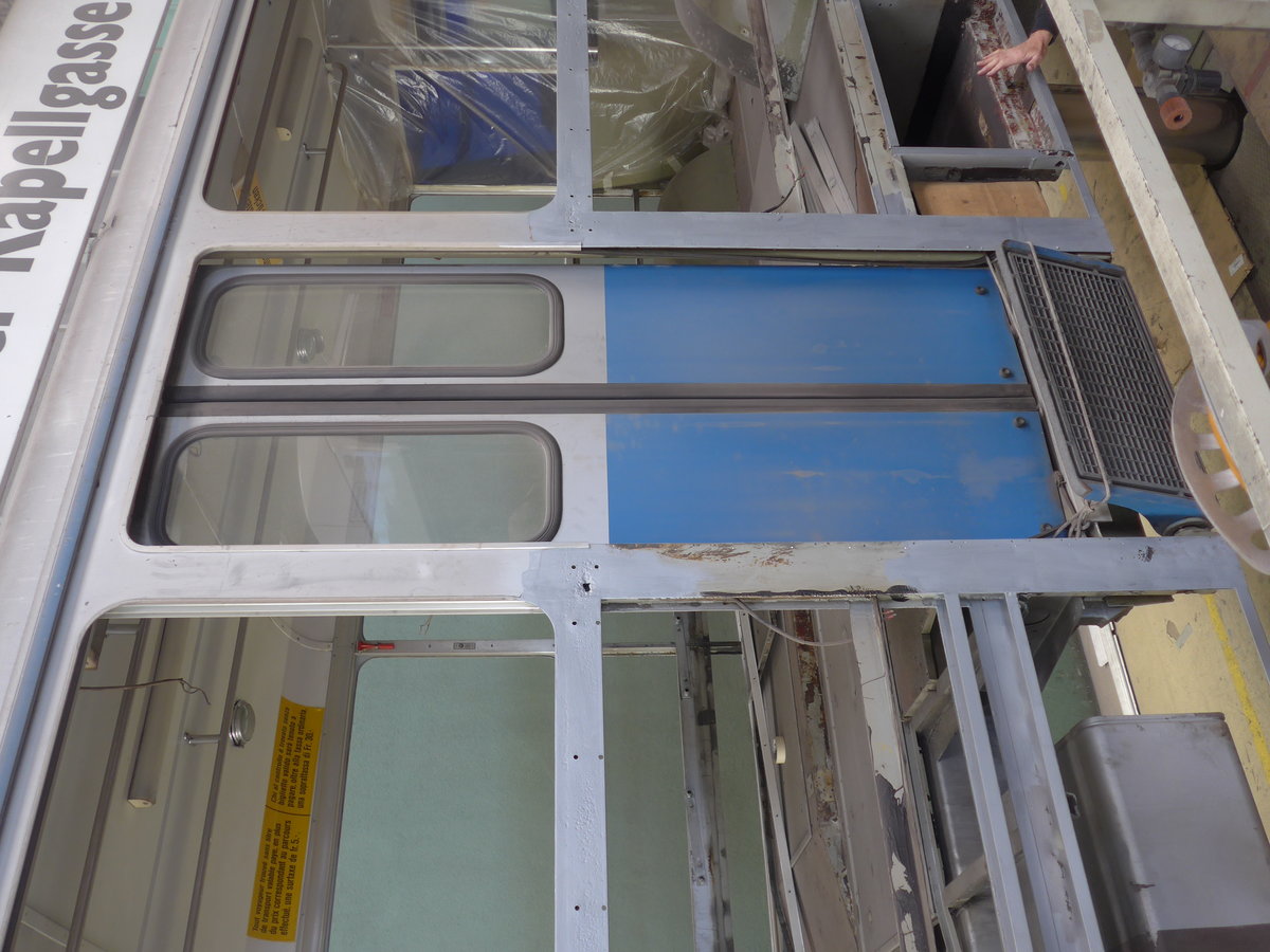 (202'959) - VBL Luzern (vbl-historic) - Nr. 81 - FBW/Hess am 23. M�rz 2019 in Luzern, Depot (in Restauration; Detailaufnahme)