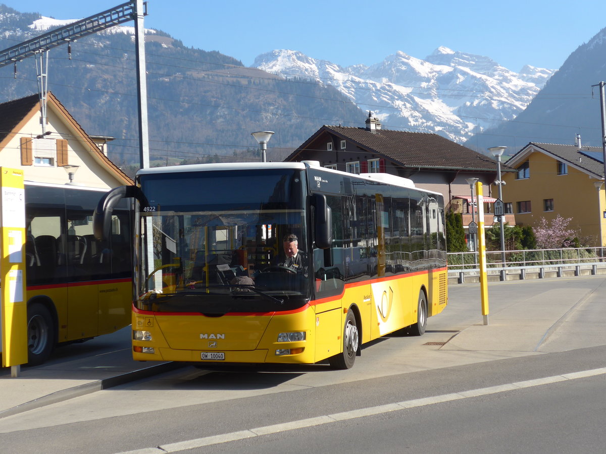 (203'046) - PostAuto Zentralschweiz - Nr. 7/OW 10'040 - MAN/G�ppel (ex Dillier, Sarnen Nr. 7) am 23. M�rz 2019 beim Bahnhof Sarnen