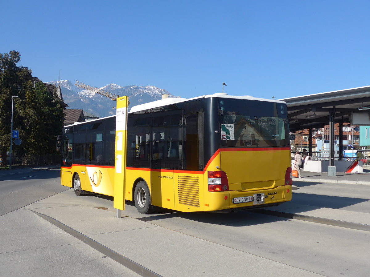 (203'047) - PostAuto Zentralschweiz - Nr. 7/OW 10'040 - MAN/G�ppel (ex Dillier, Sarnen Nr. 7) am 23. M�rz 2019 beim Bahnhof Sarnen