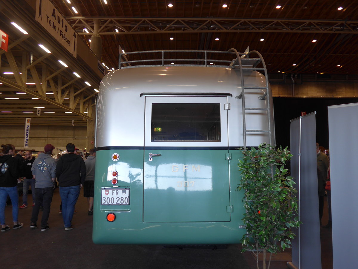 (203'091) - TPF Fribourg - Nr. 307/FR 300'280 - Saurer/Saurer (ex GFM Fribourg Nr. 307; ex GFM Fribourg Nr. 97) am 24. M�rz 2019 in Granges-Paccot, Forum-Fribourg