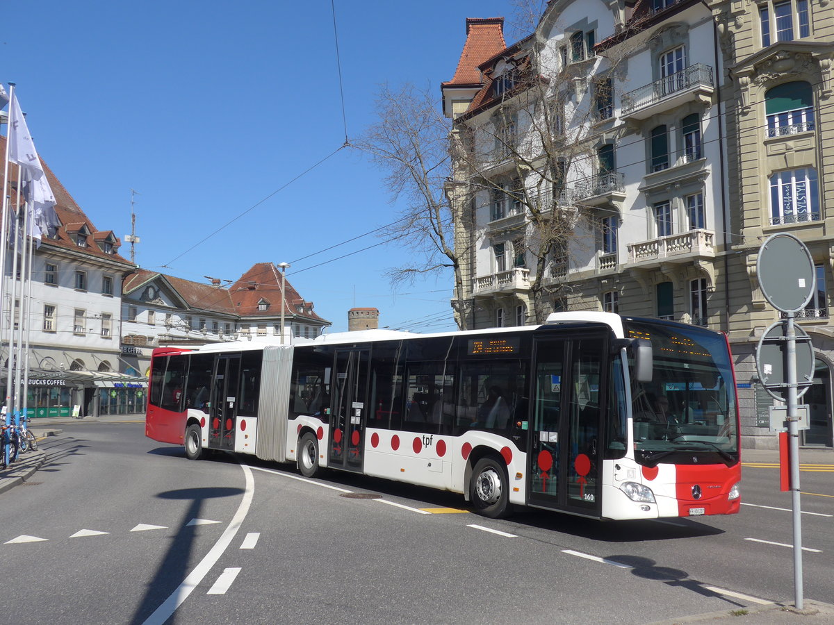 (203'231) - TPF Fribourg - Nr. 160/FR 300'207 - Mercedes am 24. M�rz 2019 beim Bahnhof Fribourg