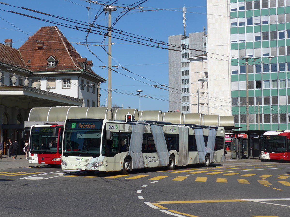 (203'261) - TPF Fribourg - Nr. 563/FR 300'416 - Mercedes am 24. M�rz 2019 beim Bahnhof Fribourg