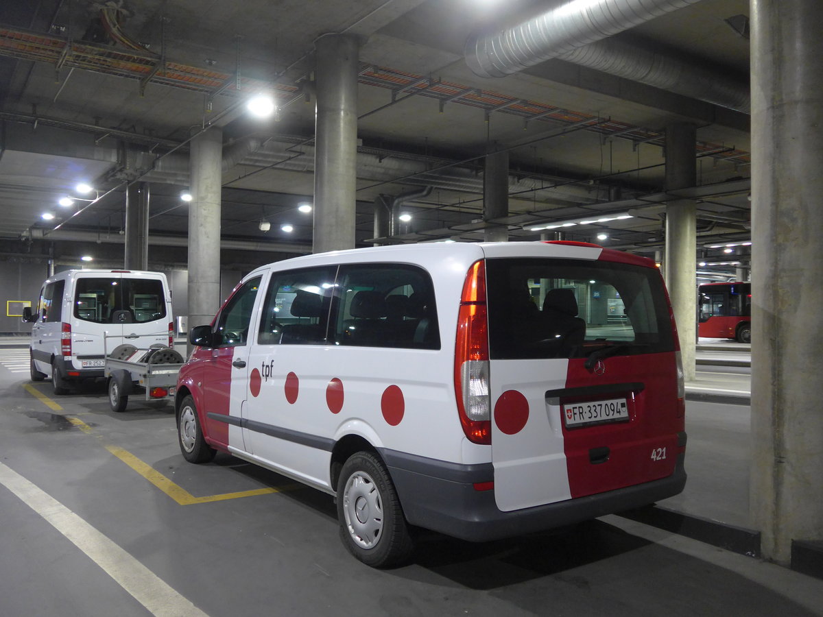 (203'267) - TPF Fribourg - Nr. 421/FR 337'094 - Mercedes am 24. M�rz 2019 in Fribourg, Busbahnhof