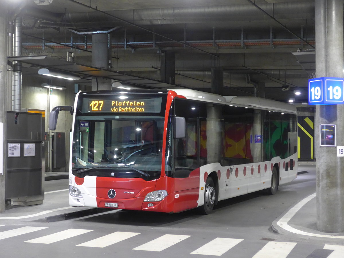 (203'268) - TPF Fribourg - Nr. 1021/FR 300'303 - Mercedes am 24. M�rz 2019 in Fribourg, Busbahnhof