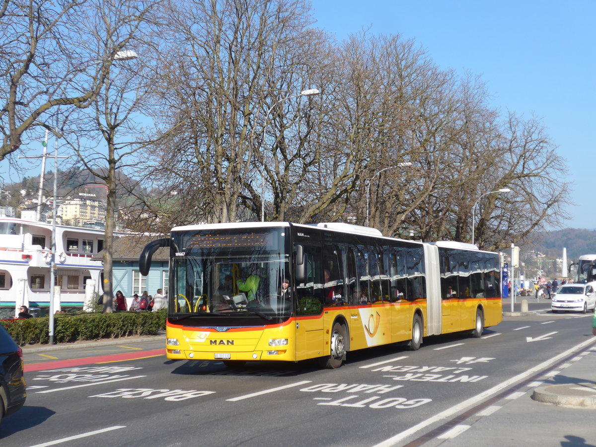 (203'354) - PostAuto Nordschweiz - AG 301'131 - MAN am 30. M�rz 2019 beim Bahnhof Luzern