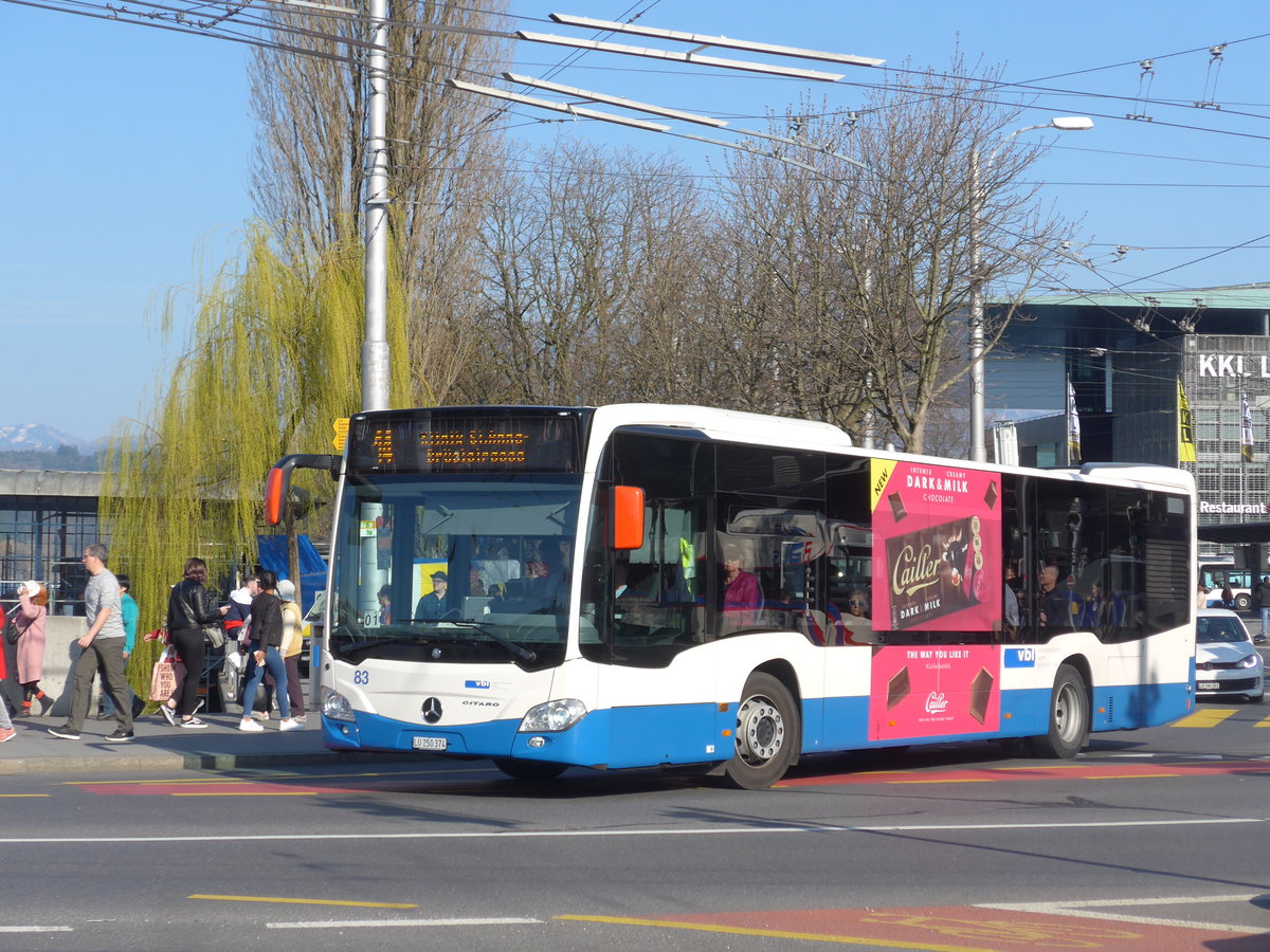 (203'362) - VBL Luzern - Nr. 83/LU 250'374 - Mercedes am 30. M�rz 2019 beim Bahnhof Luzern