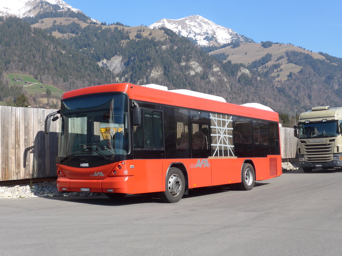 (203'429) - AFA Adelboden - Nr. 56/BE 611'030 - Scania/Hess am 31. M�rz 2019 in Frutigen, Garage