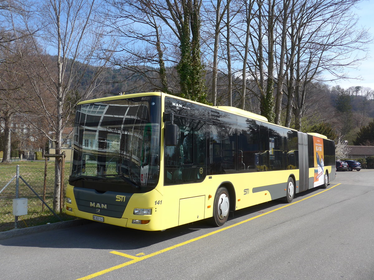 (203'452) - STI Thun - Nr. 141/BE 801'141 - MAN am 2. April 2019 bei der Schiffl�ndte Thun