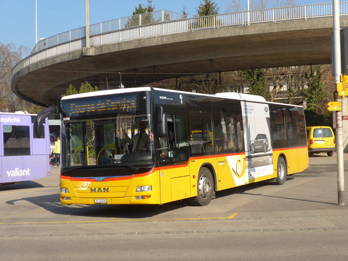 (203'789) - CarPostal Ouest - JU 52'036 - MAN (ex Nr. 61) am 15. April 2019 beim Bahnhof Porrentruy