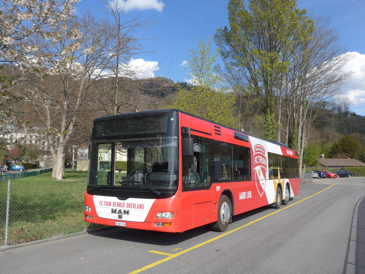 (203'798) - STI Thun - Nr. 149/BE 801'149 - MAN am 18. April 2019 bei der Schiffl�ndte Thun