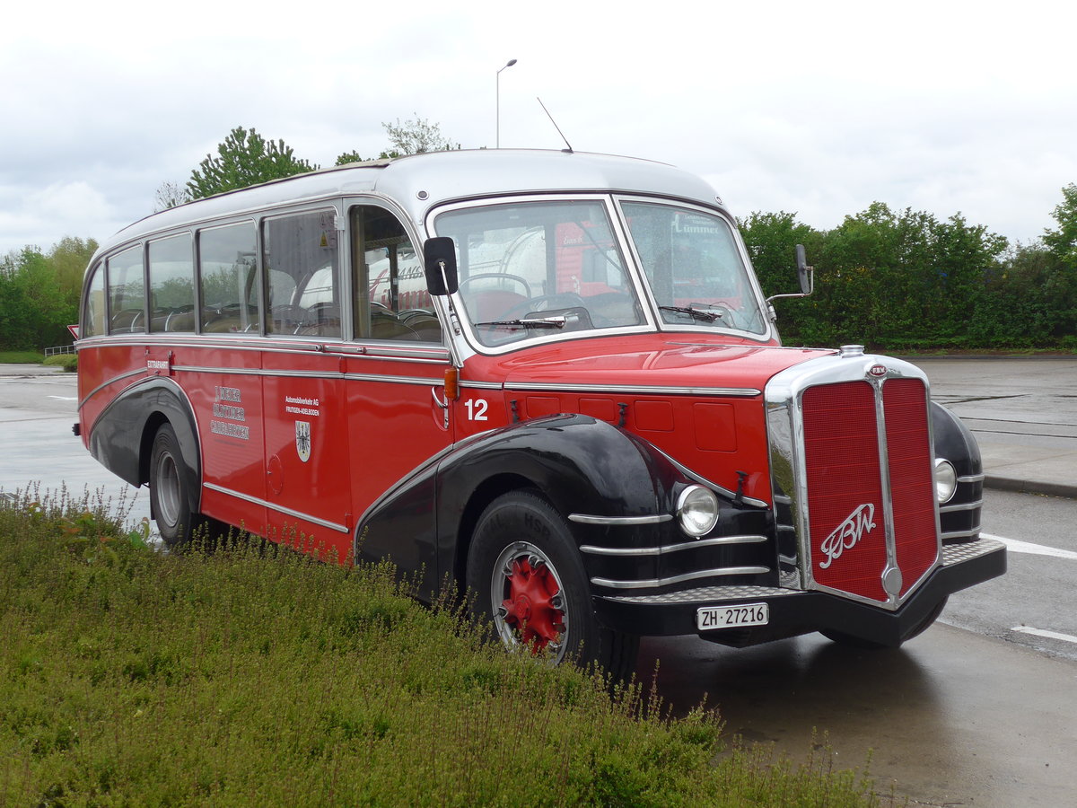 (203'938) - Aus der Schweiz: Meier, Grt - Nr. 12/ZH 27'216 - FBW/R&J (ex Wespe, Altsttten; ex AFA Adelboden Nr. 12) am 26. April 2019 in Orschwiller, Raststtte