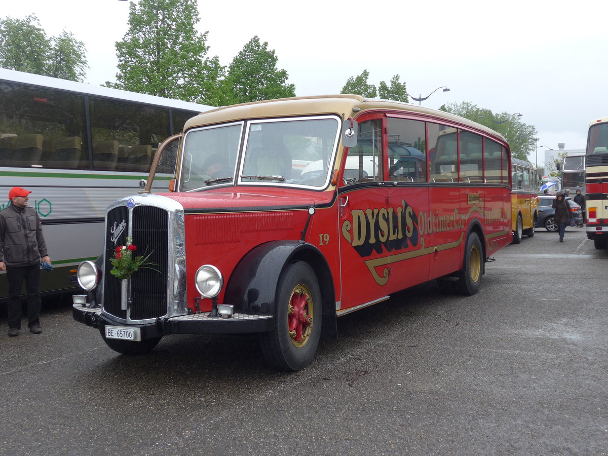 (204'402) - Aus der Schweiz: Dysli, Bern - Nr. 19/BE 65'700 - Saurer/Saurer (ex P 23'085; ex P 2137) am 27. April 2019 in Haguenau, Parkplatz