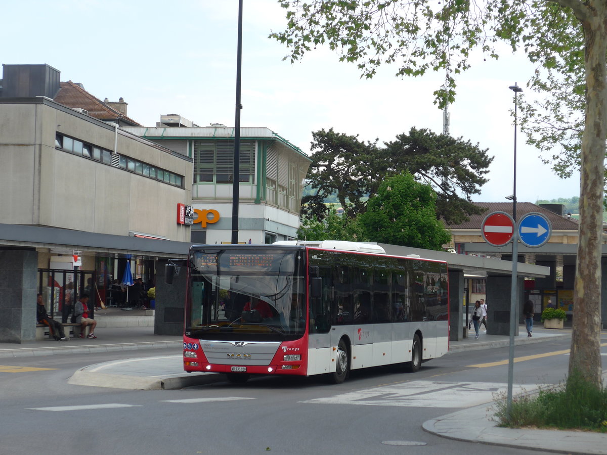 (205'437) - TRAVYS Yverdon - Nr. 228/VD 133'020 - MAN am 25. Mai 2019 beim Bahnhof Yverdon