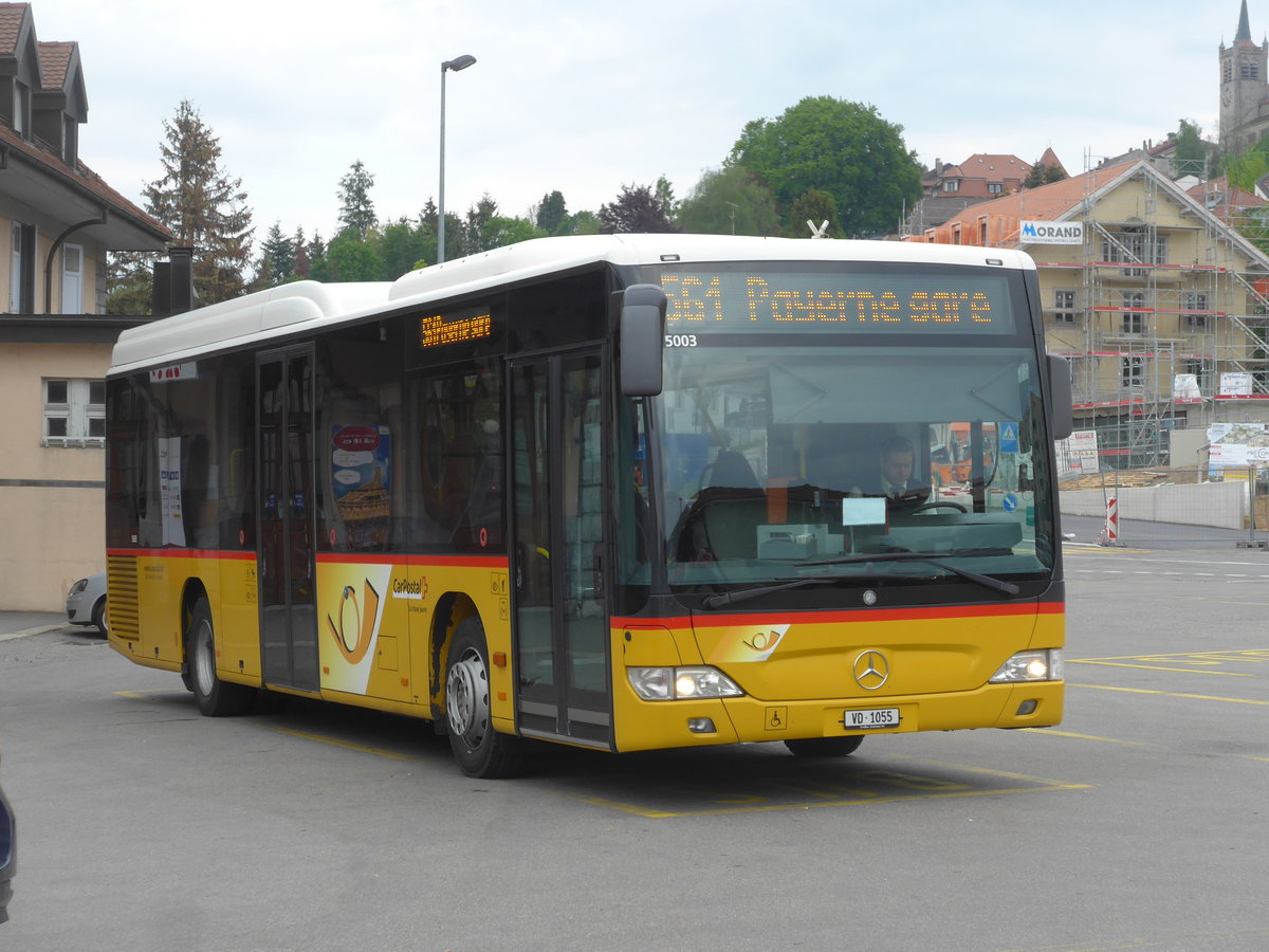 (205'477) - CarPostal Ouest - VD 1055 - Mercedes (ex Morattel, S�deilles) am 25. Mai 2019 beim Bahnhof Romont