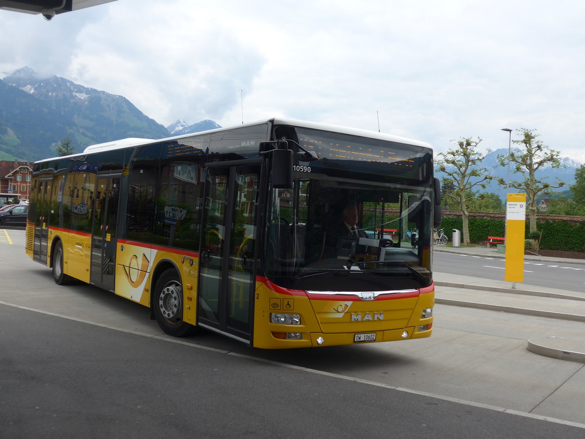 (205'561) - PostAuto Zentralschweiz - Nr. 2/OW 10'602 - MAN (ex Dillier, Sarnen Nr. 2) am 27. Mai 2019 beim Bahnhof Sarnen