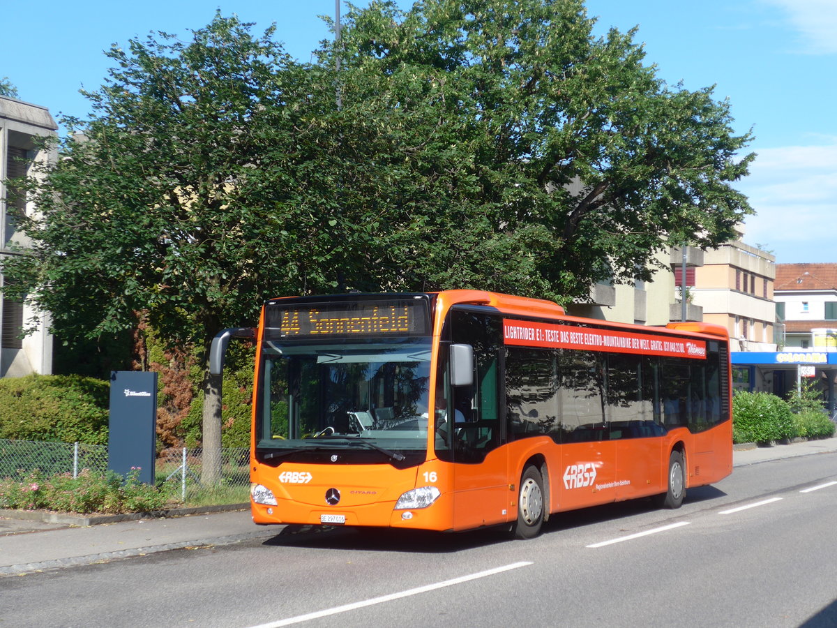 (207'435) - RBS Worblaufen - Nr. 16/BE 297'016 - Mercedes am 7. Juli 2019 beim Bahnhof G�mligen