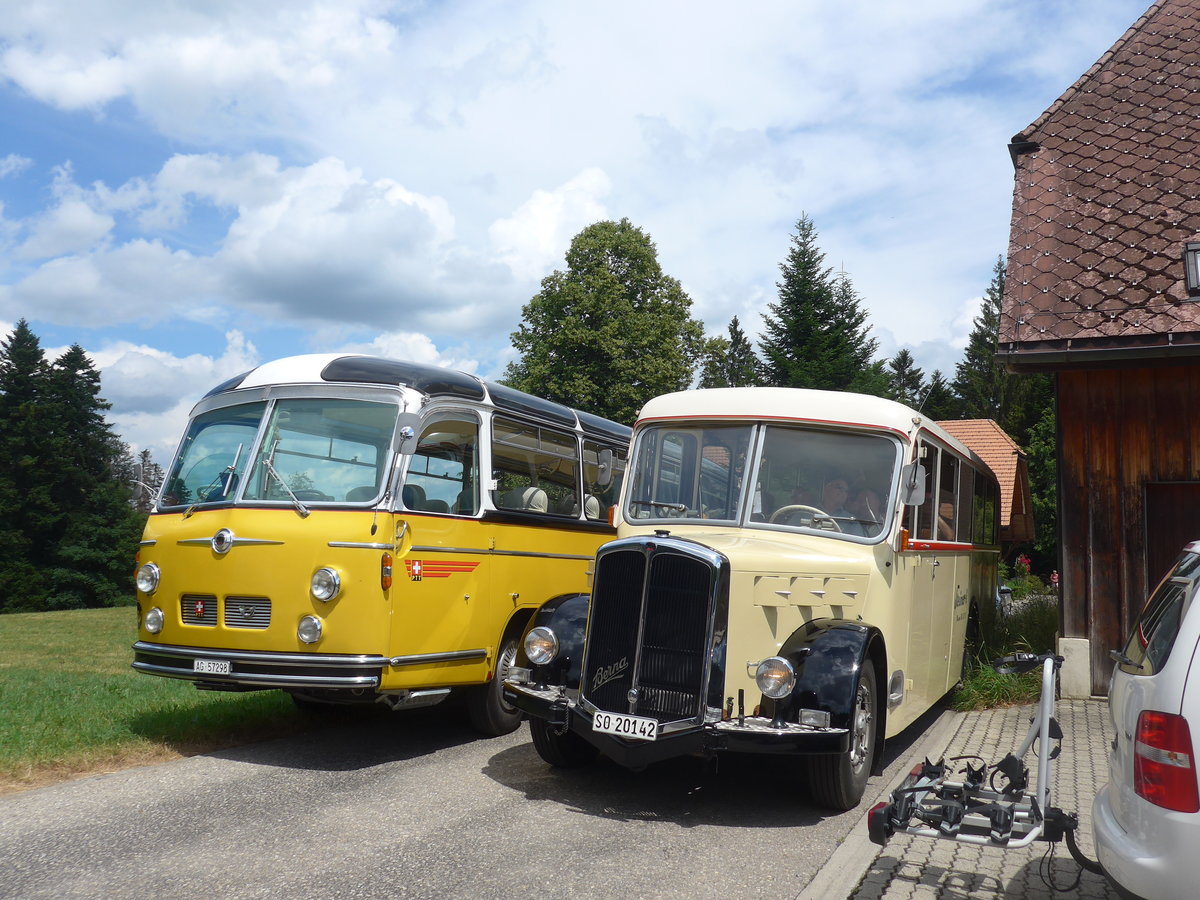 (207'507) - Zimmerli J., Oftringen - AG 57'298 - Berna/Tscher (ex Stutz, Oberlunkhofen; ex Leu, Schongau; ex Wicki, Bremgarten; ex P 22'054) + Steiner, Messen - SO 20'142 - Berna/Hess (ex Brtschi, Biberen) am 7. Juli 2019 in Waldhusern, Kurhaus