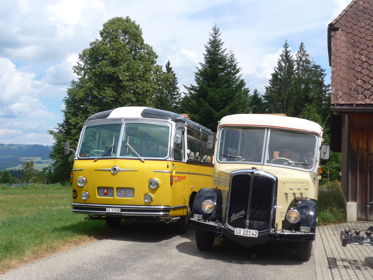 (207'508) - Zimmerli J., Oftringen - AG 57'298 - Berna/Tscher (ex Stutz, Oberlunkhofen; ex Leu, Schongau; ex Wicki, Bremgarten; ex P 22'054) + Steiner, Messen - SO 20'142 - Berna/Hess (ex Brtschi, Biberen) am 7. Juli 2019 in Waldhusern, Kurhaus