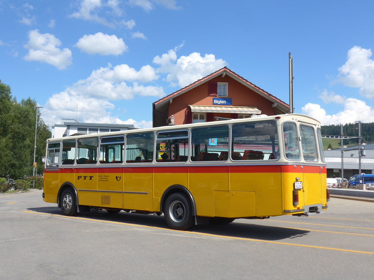 (207'529) - Birchler, Remetschwil - AG 54'039 - FBW/Tscher (ex Gerber, Winkel; ex Eggenberger, Mriken; ex Tanner, Bubendorf; ex P 24'803) am 7. Juli 2019 beim Bahnhof Biglen