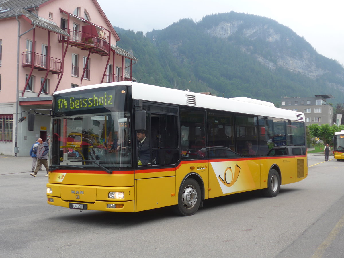 (207'644) - PostAuto Bern - BE 614'040 - MAN/G�ppel (ex AVG Meiringen Nr. 72) am 9. Juli 2019 in Meiringen, Postautostation
