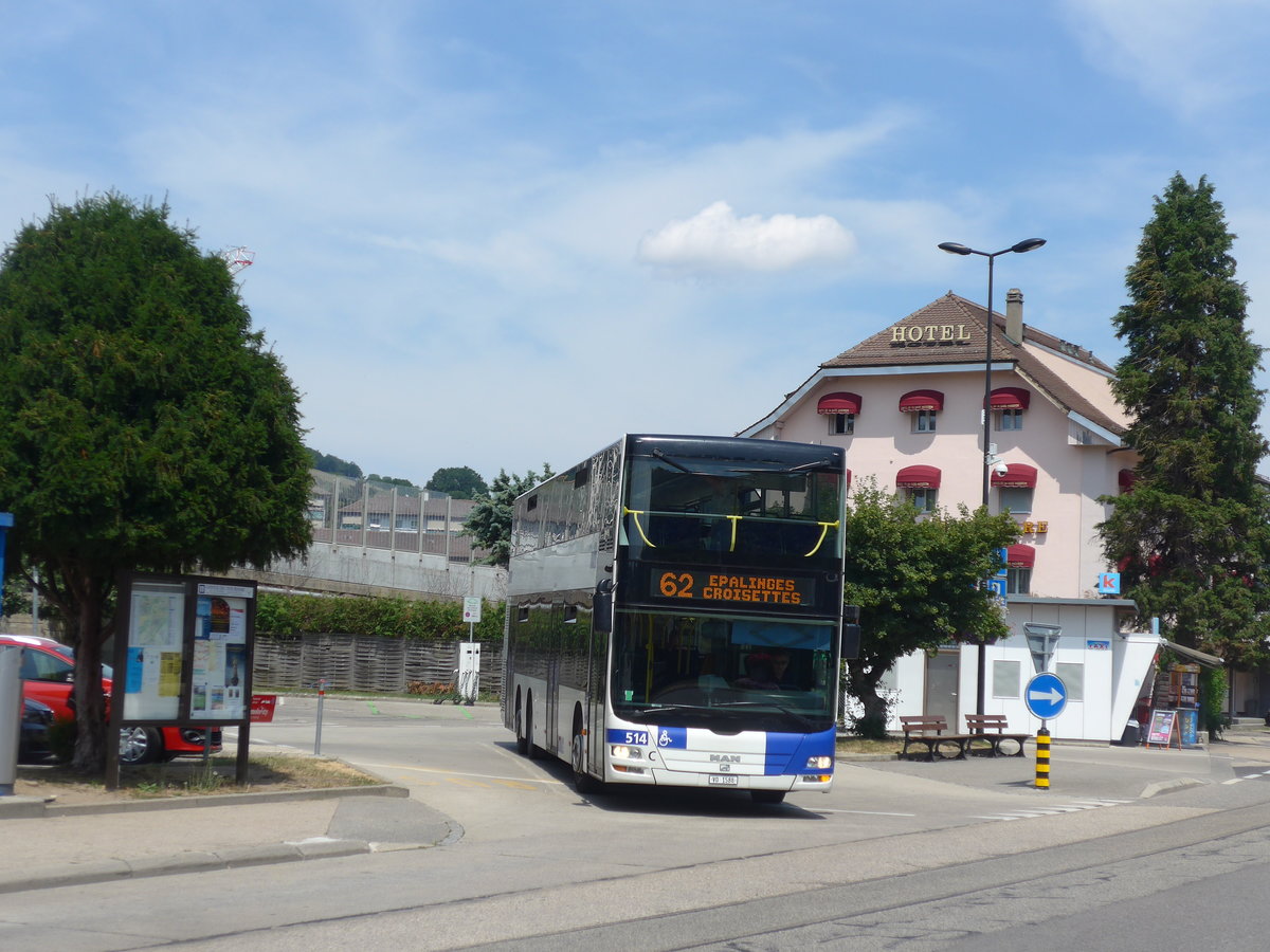 (208'100) - TL Lausanne - Nr. 514/VD 1588 - MAN am 22. Juli 2019 beim Bahnhof Moudon