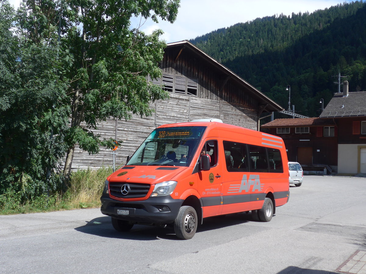 (208'558) - AFA Adelboden - Nr. 53/BE 210'631 - Mercedes am 5. August 2019 beim Bahnhof Boltigen