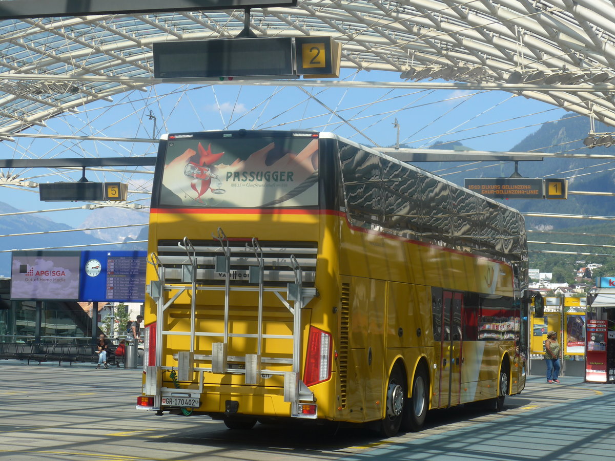 (208'705) - PostAuto Graub�nden - GR 170'402 - Van Hool am 11. August 2019 in Chur, Postautostation