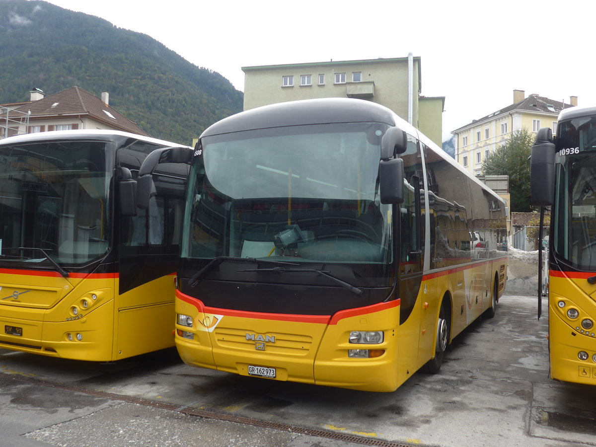 (210'013) - PostAuto Graub�nden - GR 162'973 - MAN am 6. Oktober 2019 in Chur, Garage 