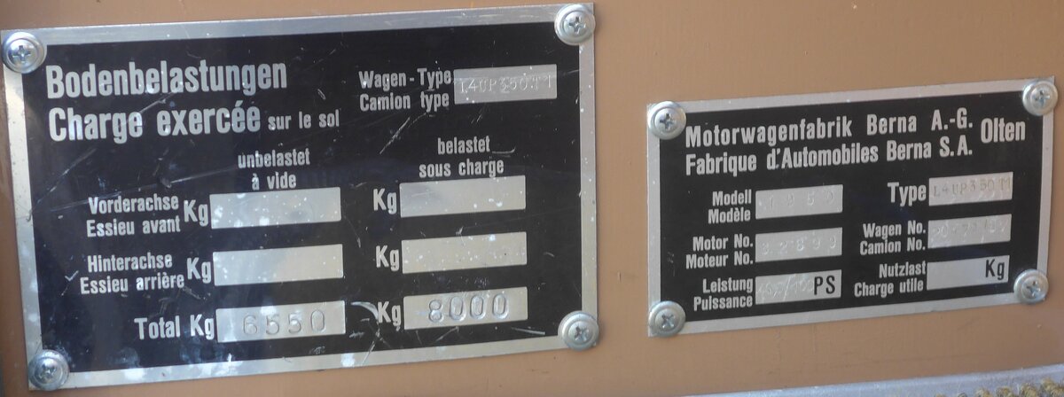 (210'240) - Aus Deutschland: Typenschild - Wiest-Sch�rmann, Hechingen - am 12. Oktober 2019 in Bern, Westside