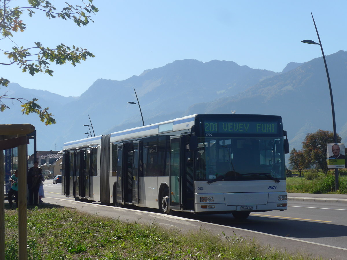 (210'317) - VMCV Clarens - Nr. 903/VD 454'353 - MAN (ex transN, La Chaux-de-Fonds Nr. 242; ex TN Neuch�tel Nr. 242) am 14. Oktober 2019 in Rennaz, H�pital