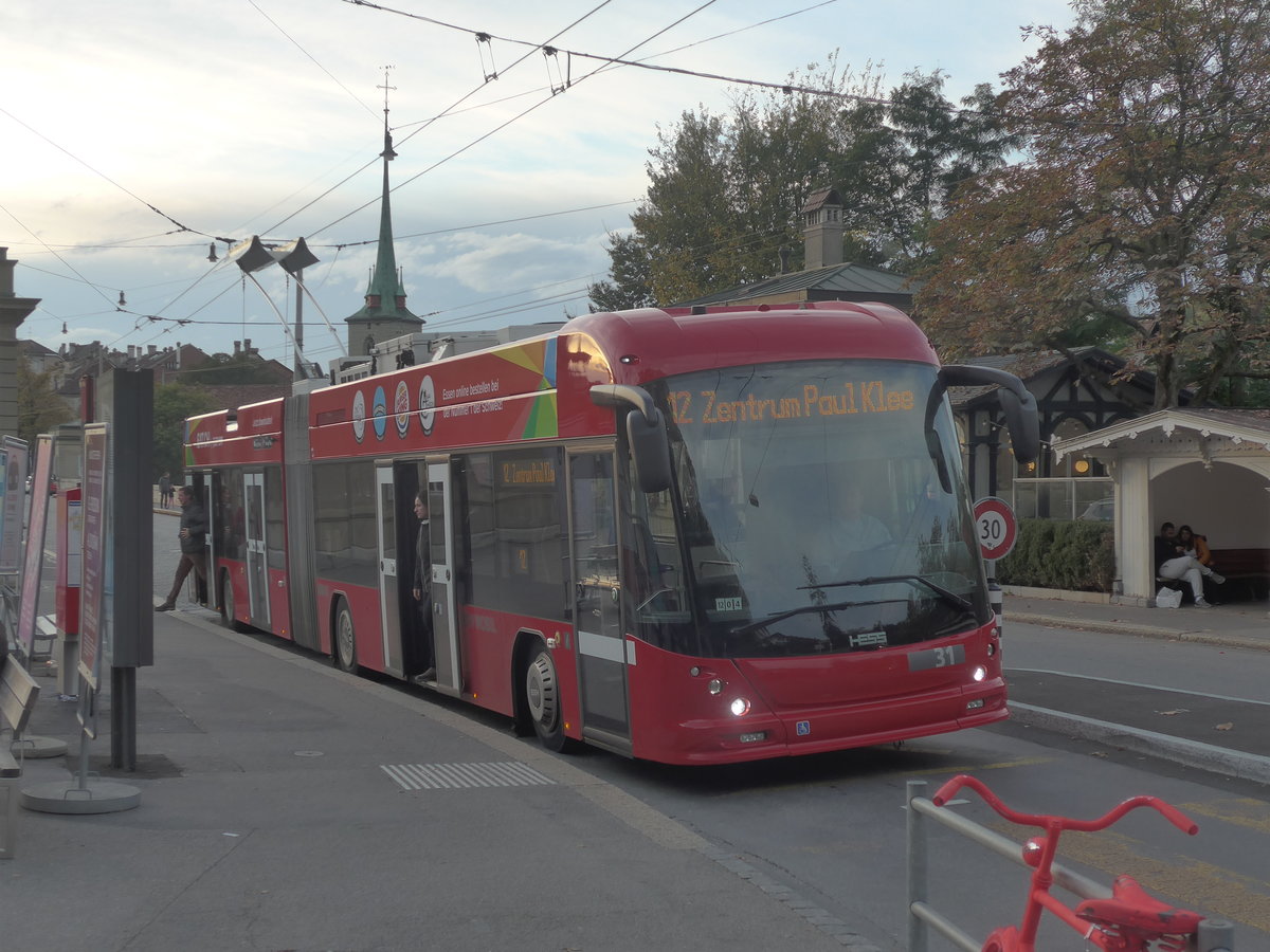 (210'488) - Bernmobil, Bern - Nr. 31 - Hess/Hess Gelenktrolleybus am 20. Oktober 2019 in Bern, B�renpark