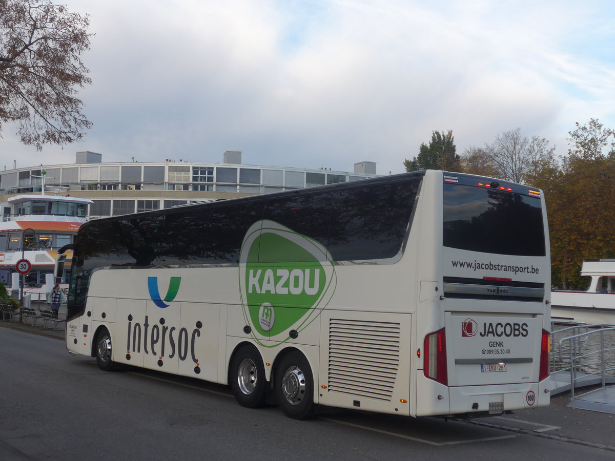 (210'704) - Aus Belgien: Jacobs, Genk - 1-EKU-281 - Van Hool am 27. Oktober 2019 bei der Schiffl�ndte Thun