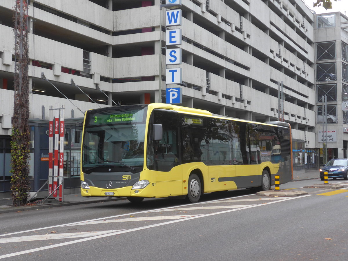 (210'758) - STI Thun - Nr. 181/BE 752'181 - Mercedes am 4. November 2019 in Thun, Postbr�cke