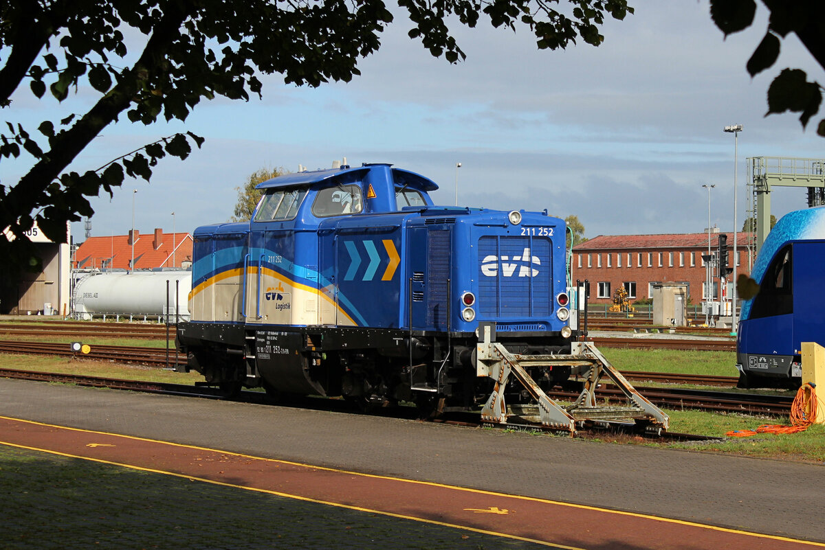 211 252-2 evb Logistik am 03.10.2022 in Bremervörde (EVB Betriebshof).