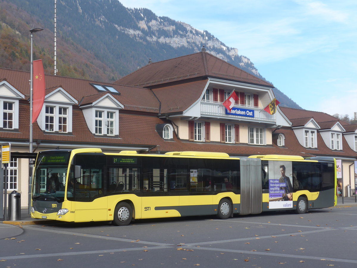 (211'032) - STI Thun - Nr. 168/BE 752'168 - Mercedes am 11. November 2019 beim Bahnhof Interlaken Ost