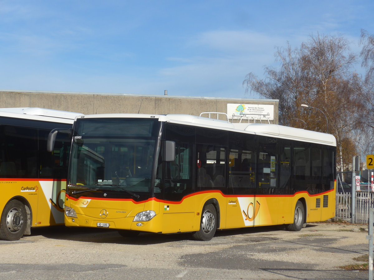 (212'784) - CarPostal Ouest - VD 1080 - Mercedes (ex TPB, S�deilles) am 8. Dezember 2019 in Yverdon, Garage
