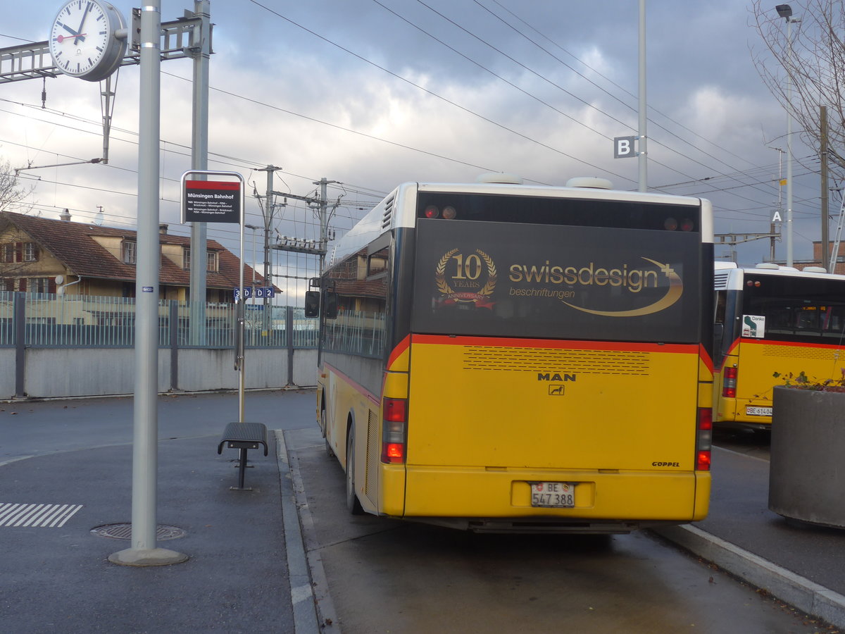 (212'900) - Lengacher, Wichtrach - Nr. 3/BE 547'388 - MAN/Gppel am 14. Dezember 2019 beim Bahnhof Mnsingen