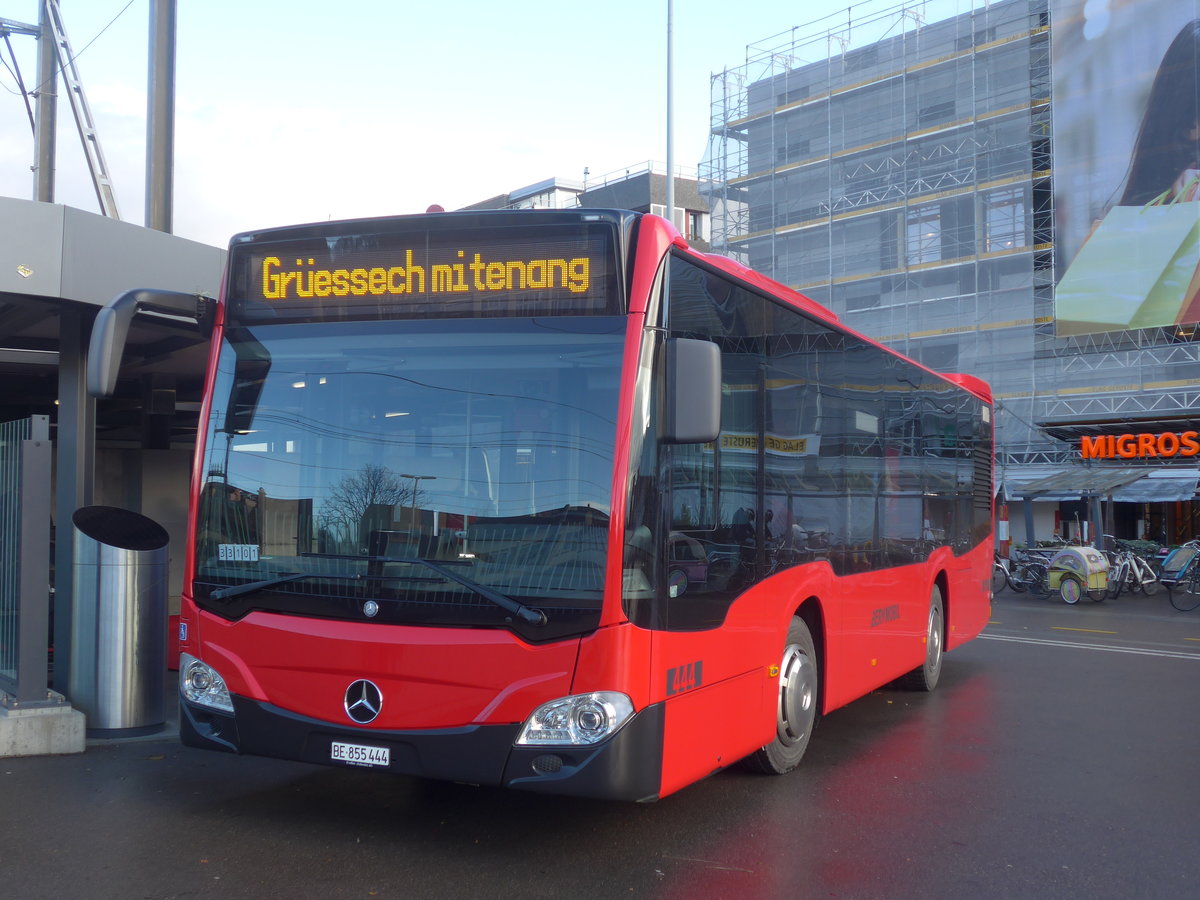 (212'906) - Bernmobil, Bern - Nr. 444/BE 855'444 - Mercedes am 14. Dezember 2019 beim Bahnhof M�nsingen