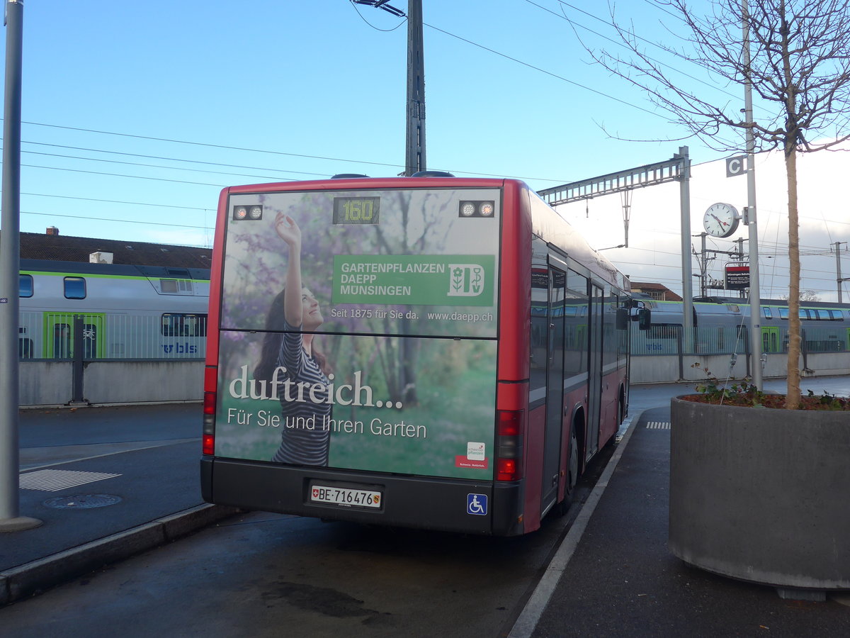 (212'908) - Bernmobil, Bern - Nr. 476/BE 716'476 - MAN/Gppel (ex Peyer, Niderwangen Nr. 76) am 14. Dezember 2019 beim Bahnhof Mnsingen