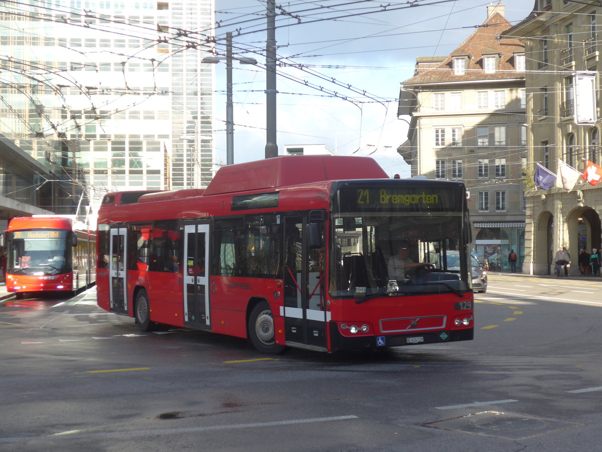 (212'941) - Bernmobil, Bern - Nr. 129/BE 624'129 - Volvo am 14. Dezember 2019 beim Bahnhof Bern
