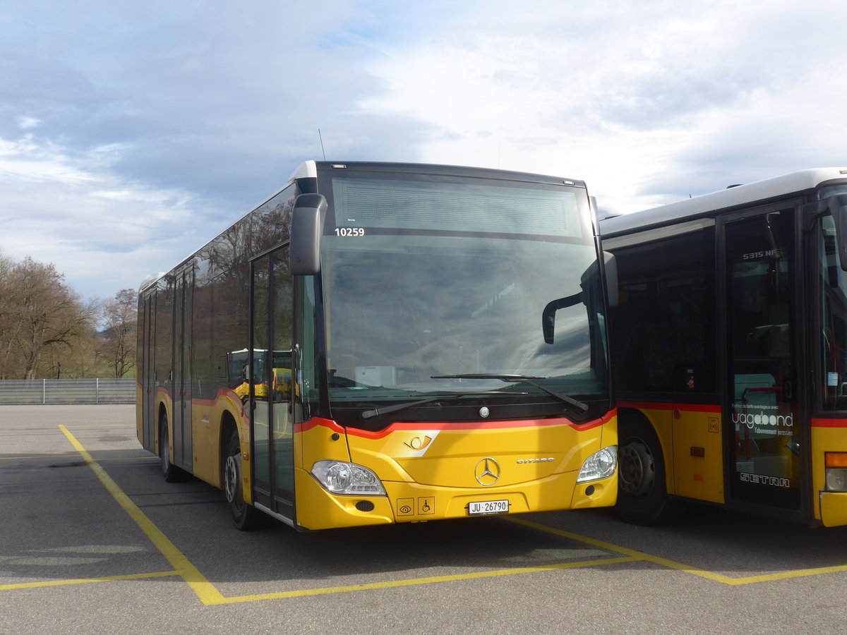 (214'283) - CarPostal Ouest - JU 26'790 - Mercedes (ex Nr. 5) am 16. Februar 2020 in Develier, Parkplatz