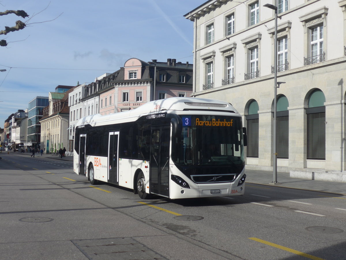 (214'581) - BBA Aarau - Nr. 43/AG 389'243 - Volvo am 20. Februar 2020 beim Bahnhof Aarau