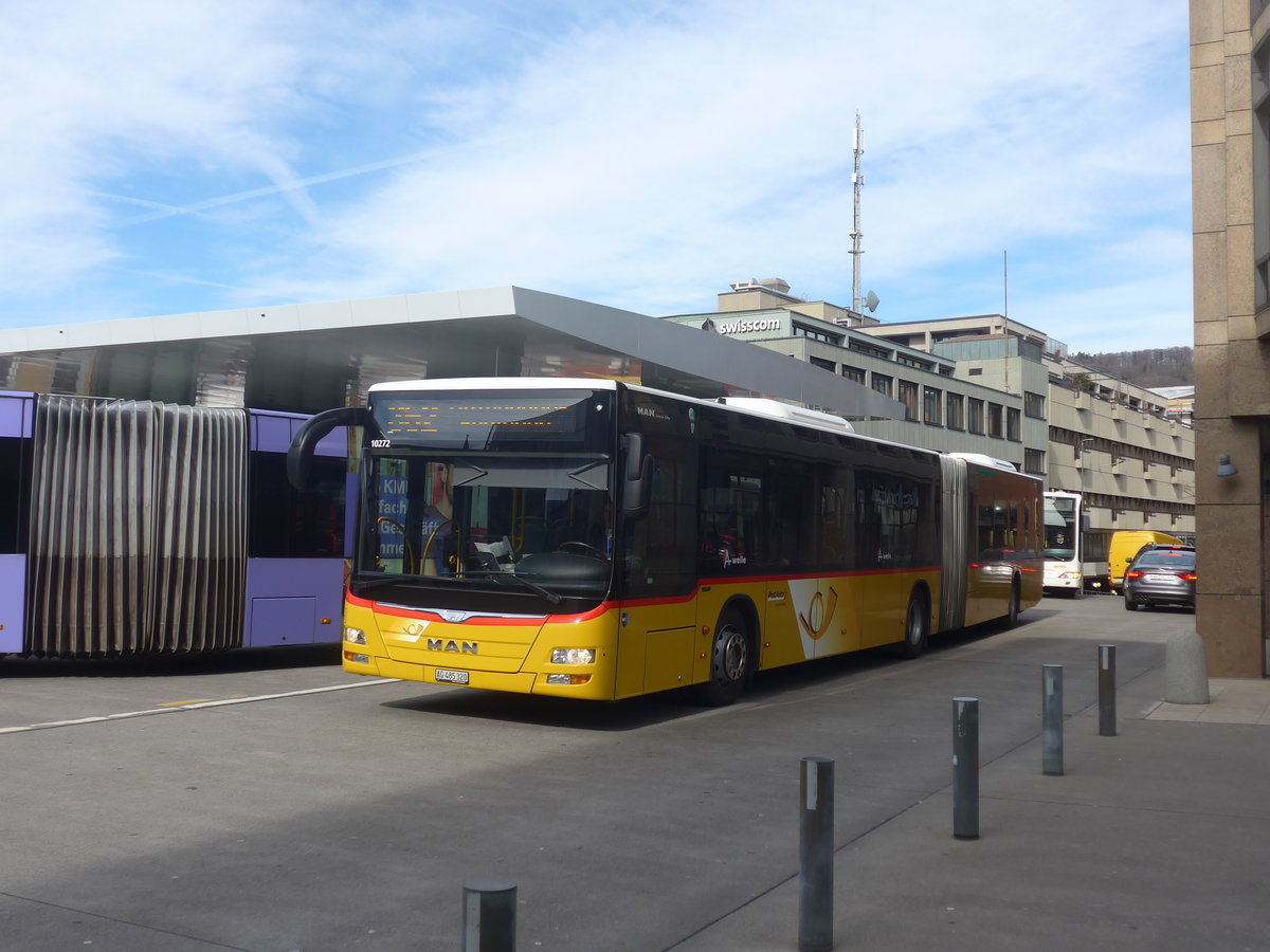 (214'649) - PostAuto Nordschweiz - AG 485'320 - MAN am 20. Februar 2020 beim Bahnhof Baden