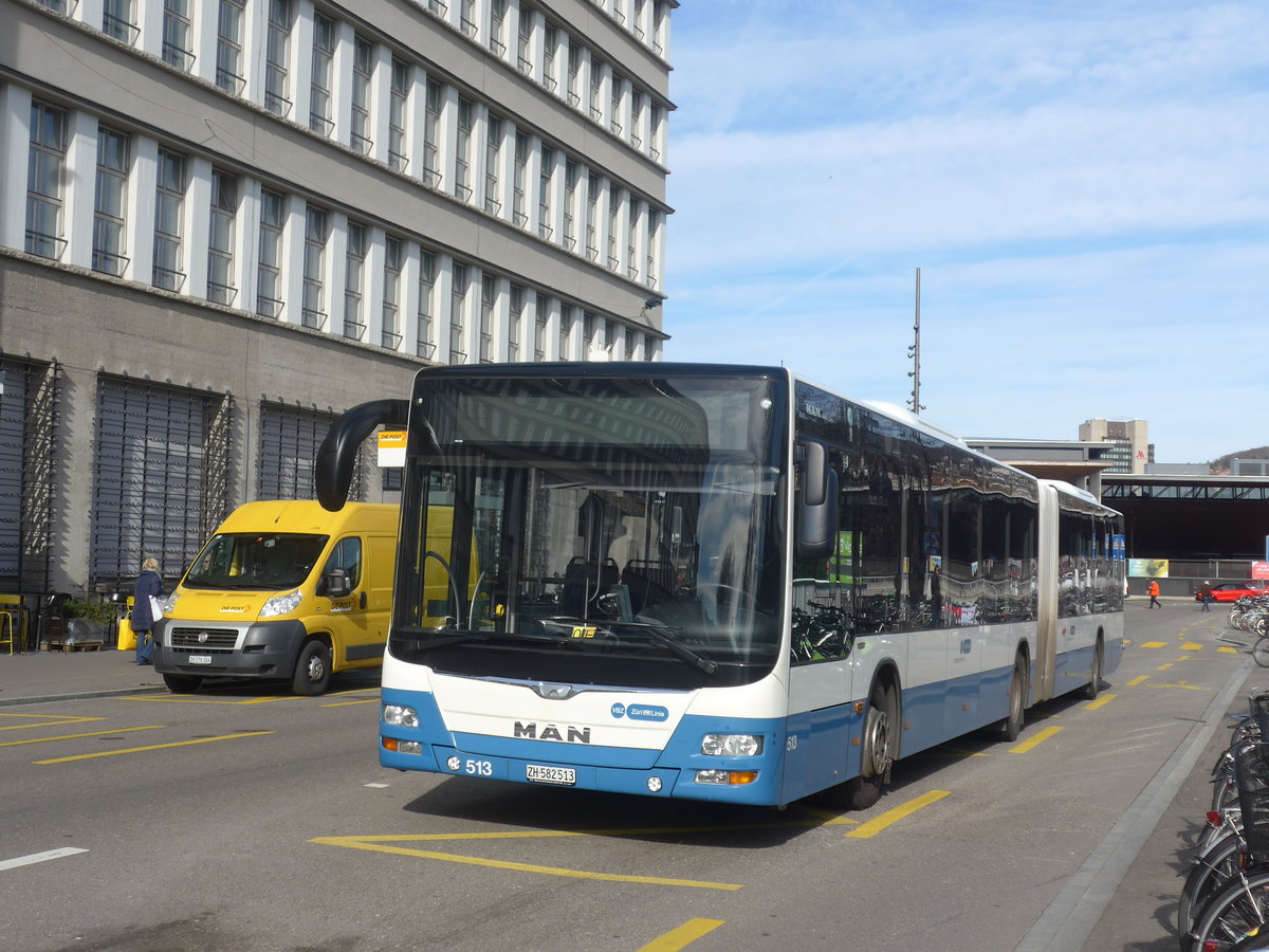 (214'660) - VBZ Z�rich - Nr. 513/ZH 582'513 - MAN am 20. Februar 2020 in Z�rich, Sihlpost