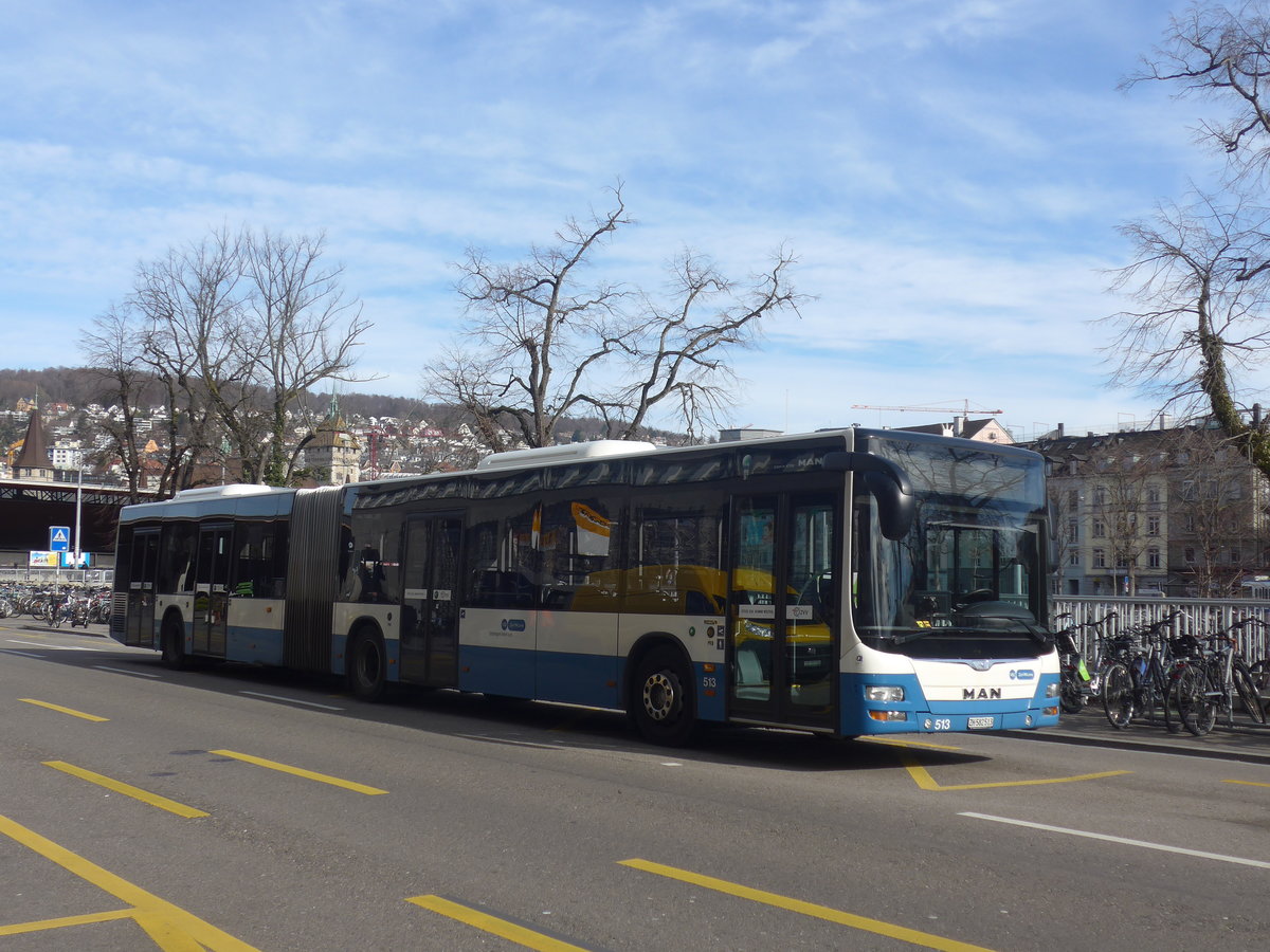 (214'663) - VBZ Z�rich - Nr. 513/ZH 682'513 - MAN am 20. Februar 2020 in Z�rich, Sihlpost