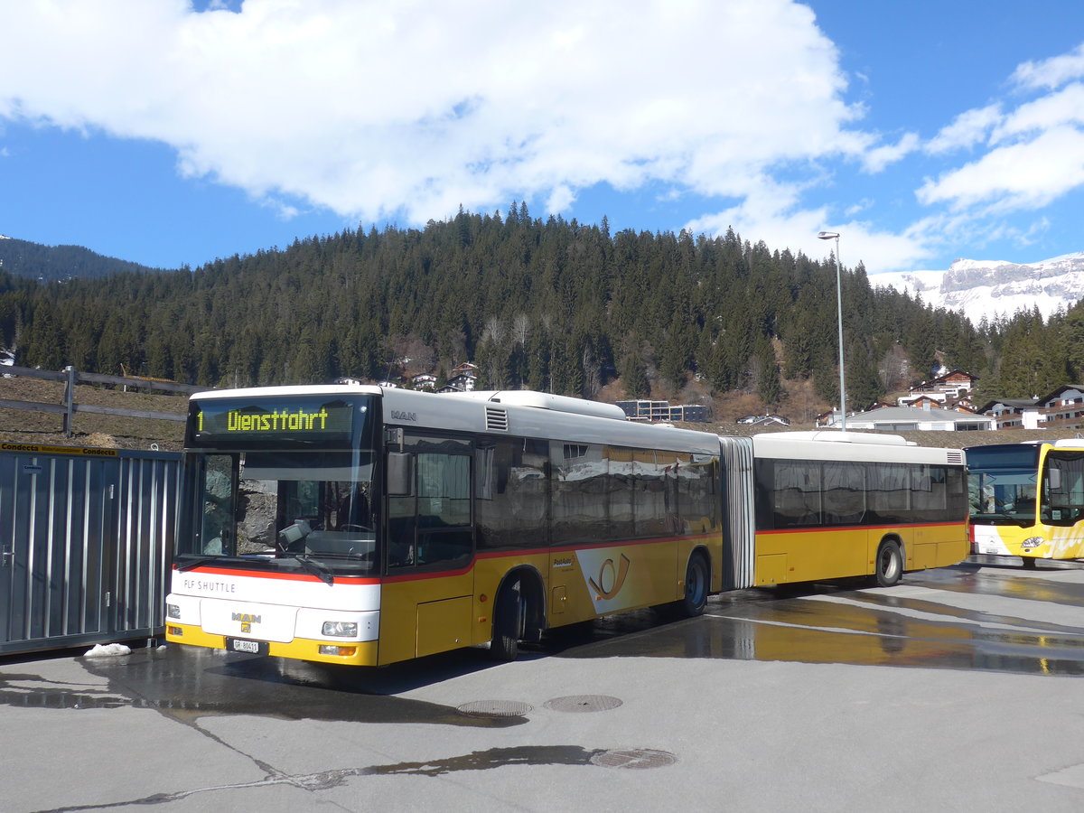 (214'994) - Stuppan, Flims - GR 80'411 - MAN (ex Steiner, Ortschwaben Nr. 20; ex Steiner, Ortschwaben Nr. 10) am 1. Mrz 2020 in Laax, Garage