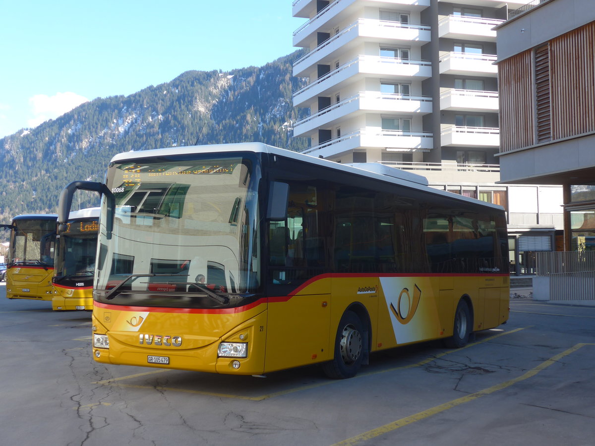 (215'013) - Fontana, Ilanz - Nr. 21/GR 105'479 - Iveco am 1. M�rz 2020 beim Bahnhof Ilanz